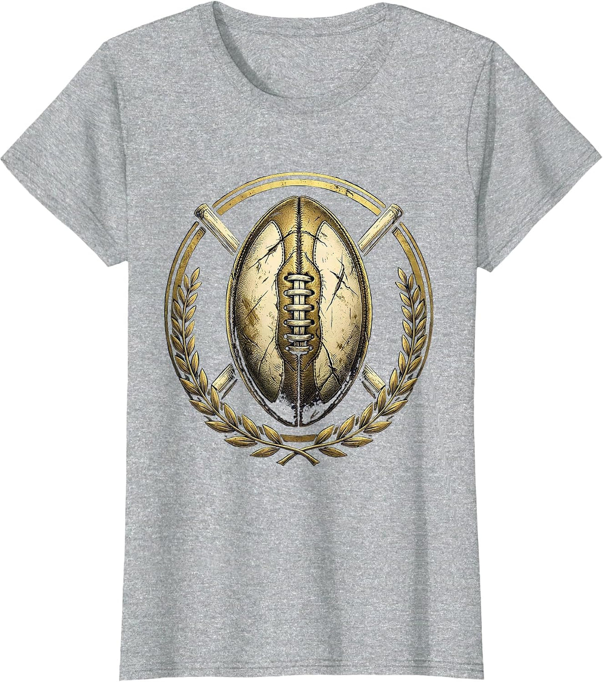 Women's Weathered Rugby Ball Vintage Illustration T-Shirt - Heather Grey