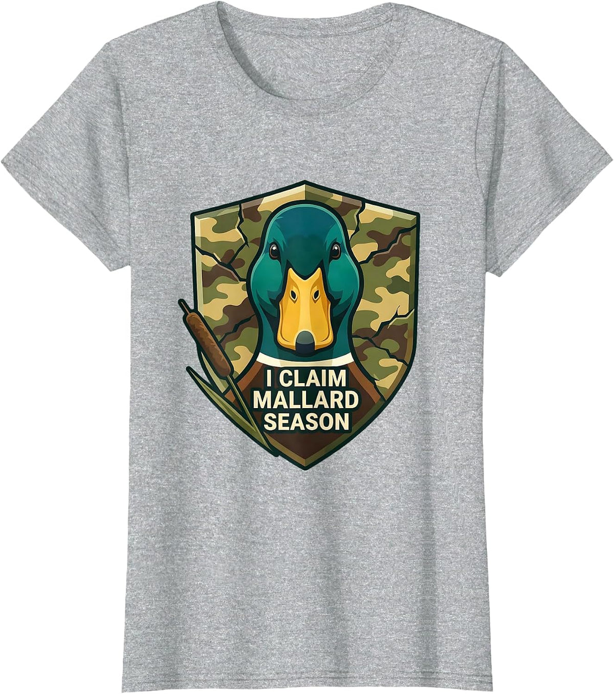 Women's I Claim Mallard Season Hunting Vintage Duck Camo Waterfowl T-Shirt - Heather Grey