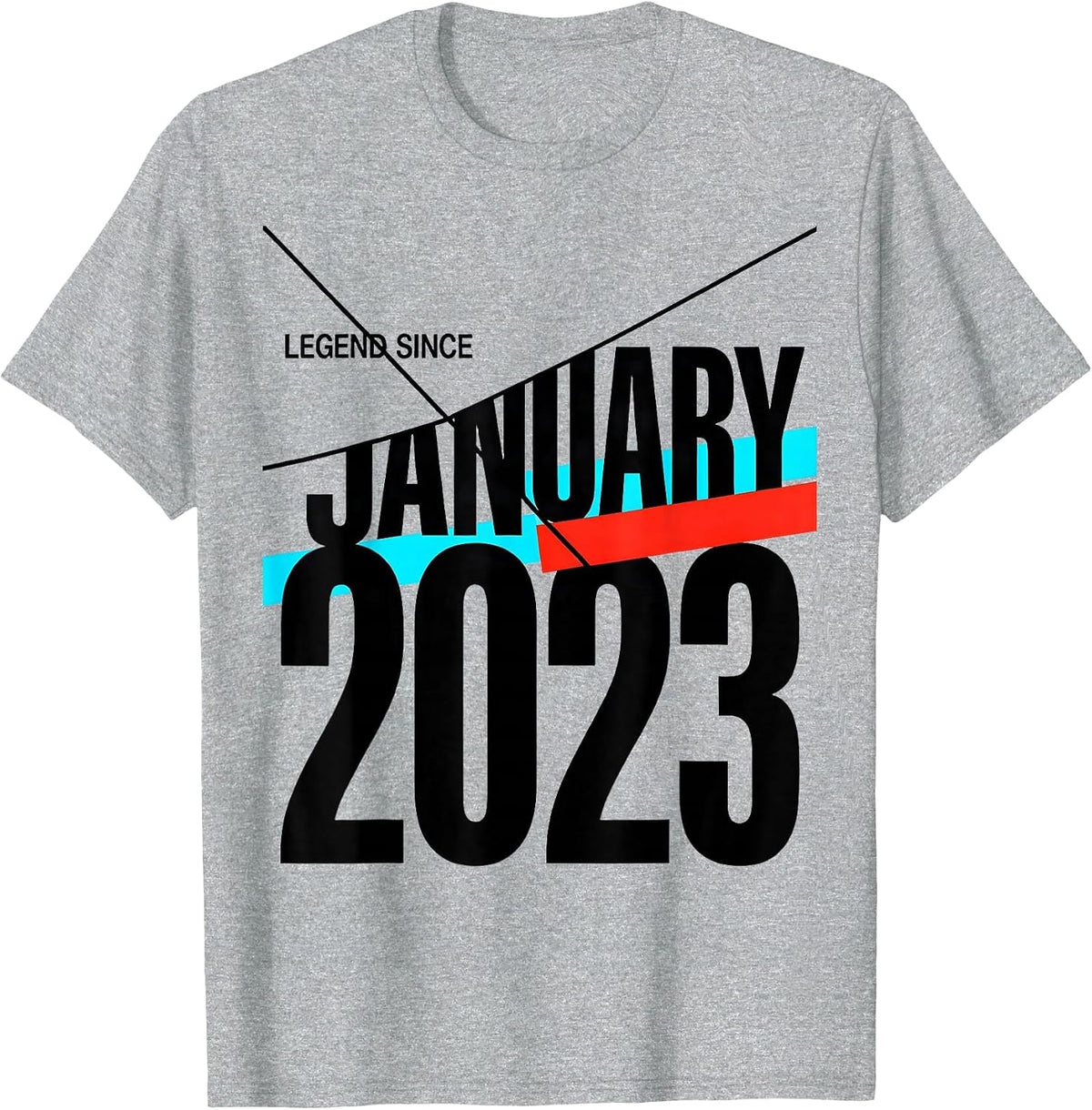 Men's Legend Since January 2023 Birthday Milestone New Wave T-Shirt - Heather Grey