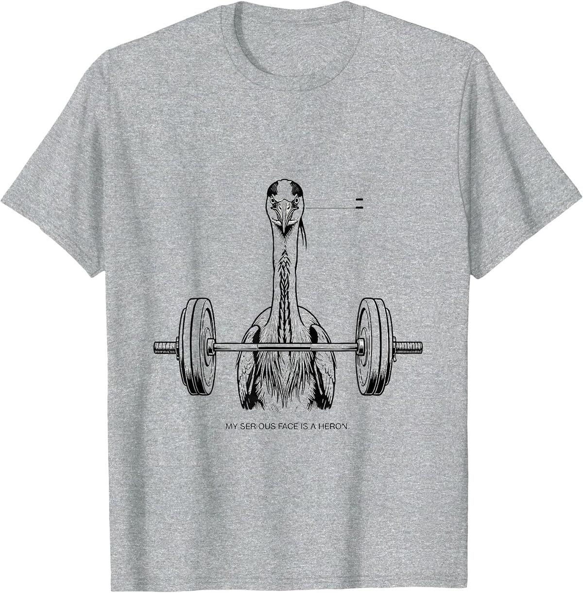 Men's My Serious Face Is A Heron Funny Gym Weightlifting Workout T-Shirt - Heather Grey