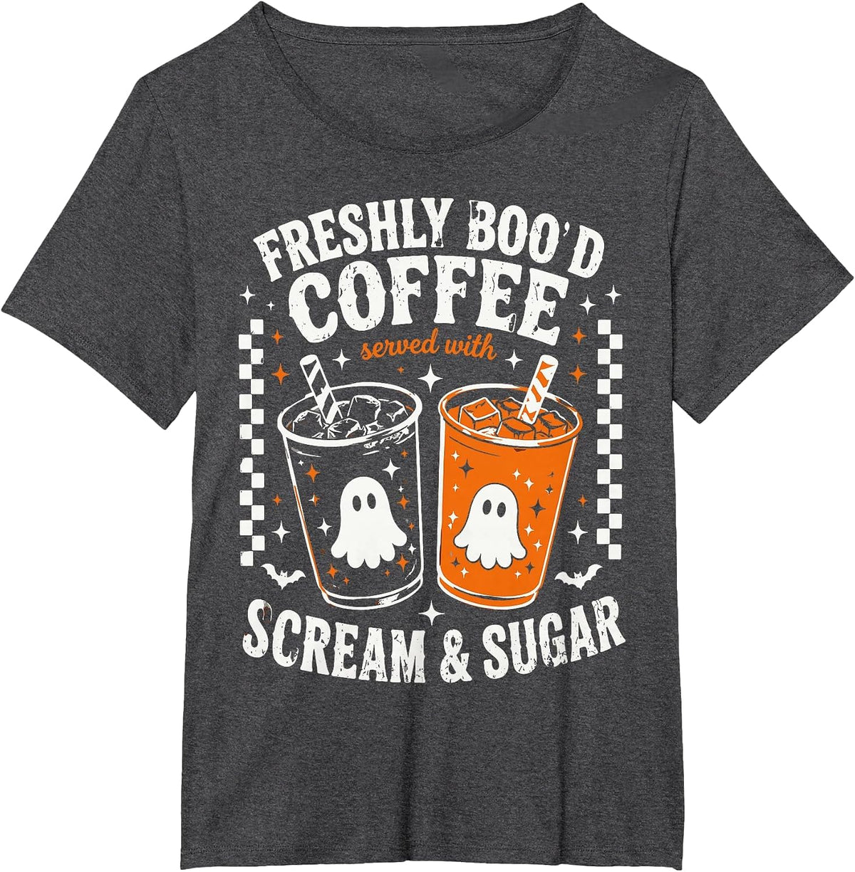 Halloween Freshly Boo'd Coffee Lover Vintage Halloween T-Shirt - Dark Heather Grey