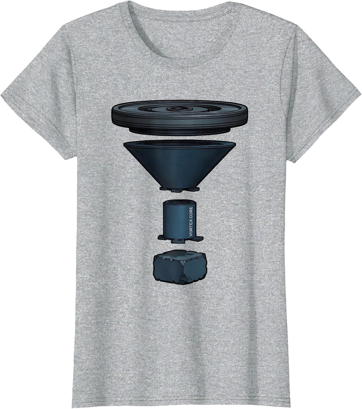 Women's Vortex Core Exploded View Technical Storm Chaser Tornado T-Shirt - Heather Grey