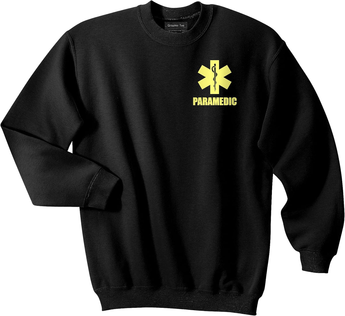 Paramedic crewneck sweatshirt with Reflective decoration both front and back - Black\/Yellow
