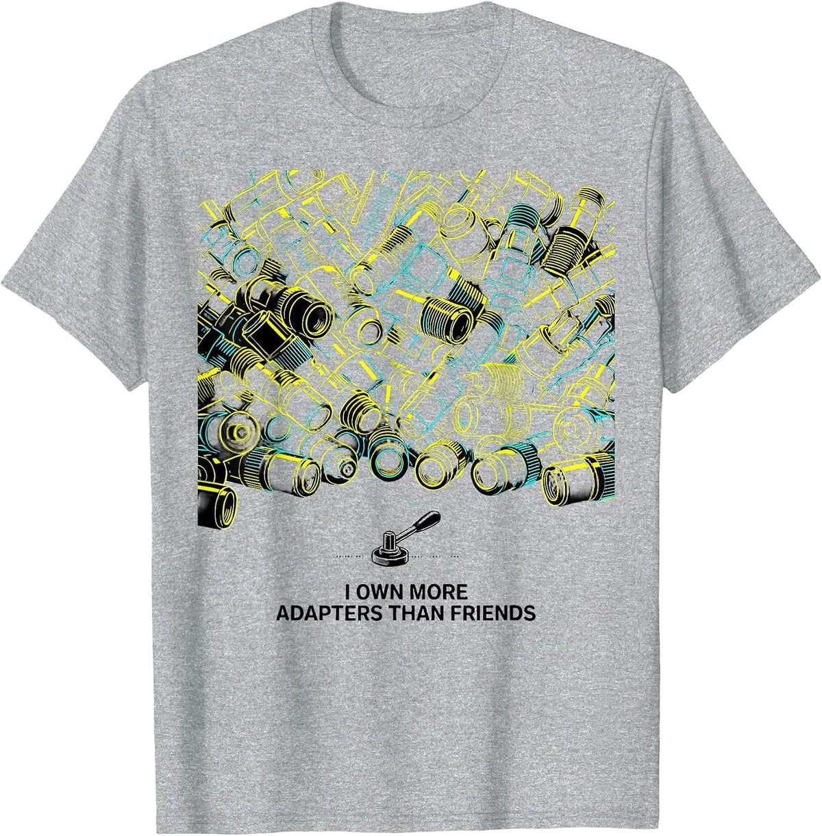 Men's I Own More Adapters Than Friends Funny Ham Radio Operator T-Shirt - Heather Grey
