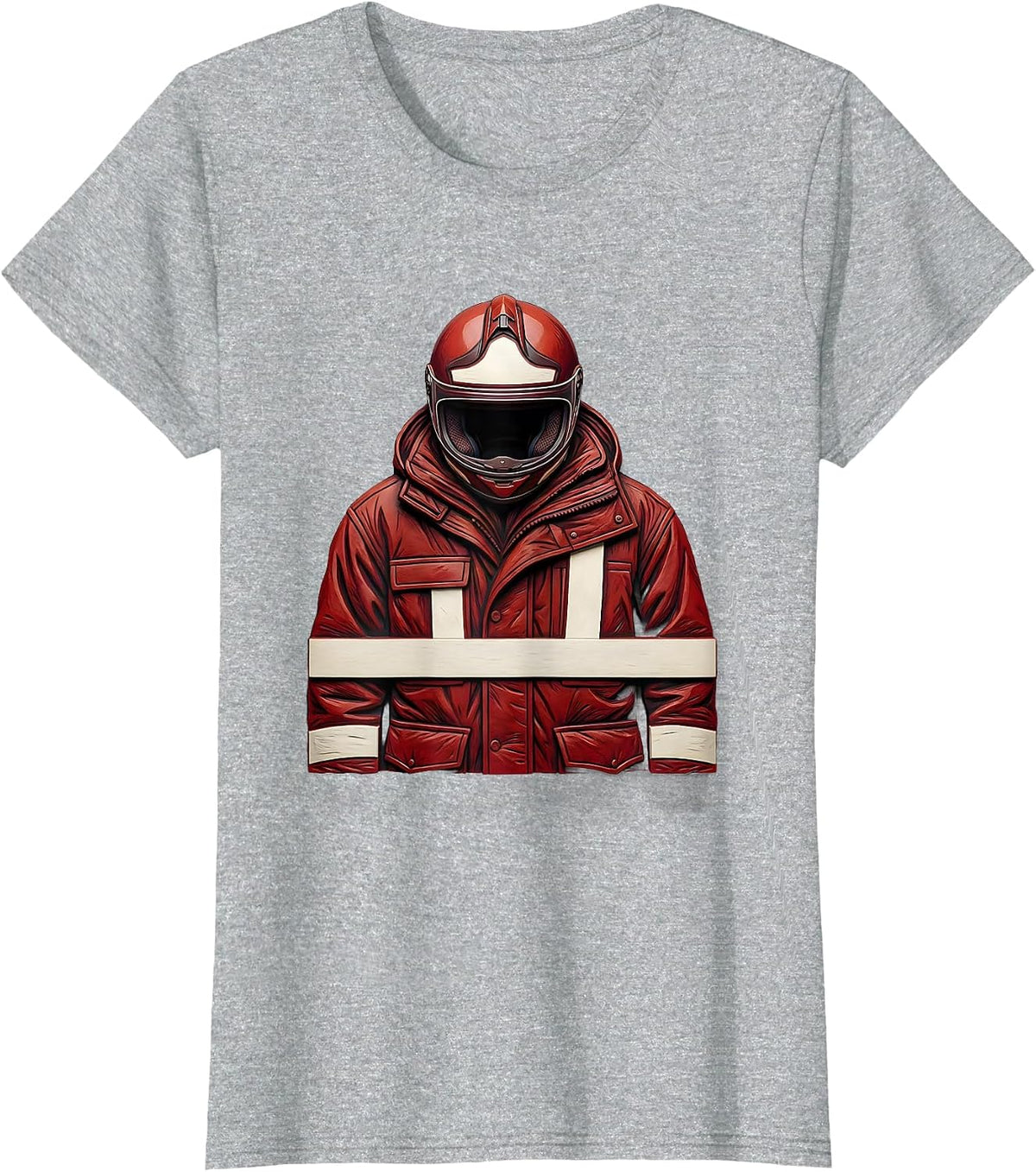Women's Folded Turnout Coat Firefighter Humor Gift T-Shirt - Heather Grey