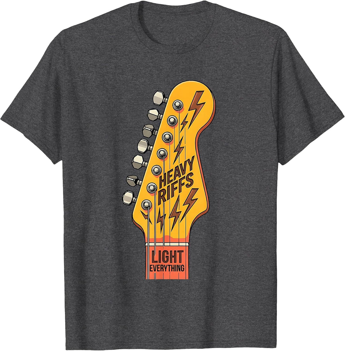 Heavy Riffs Light Everything Vintage Rock Band T-Shirt - Dark Heather Grey