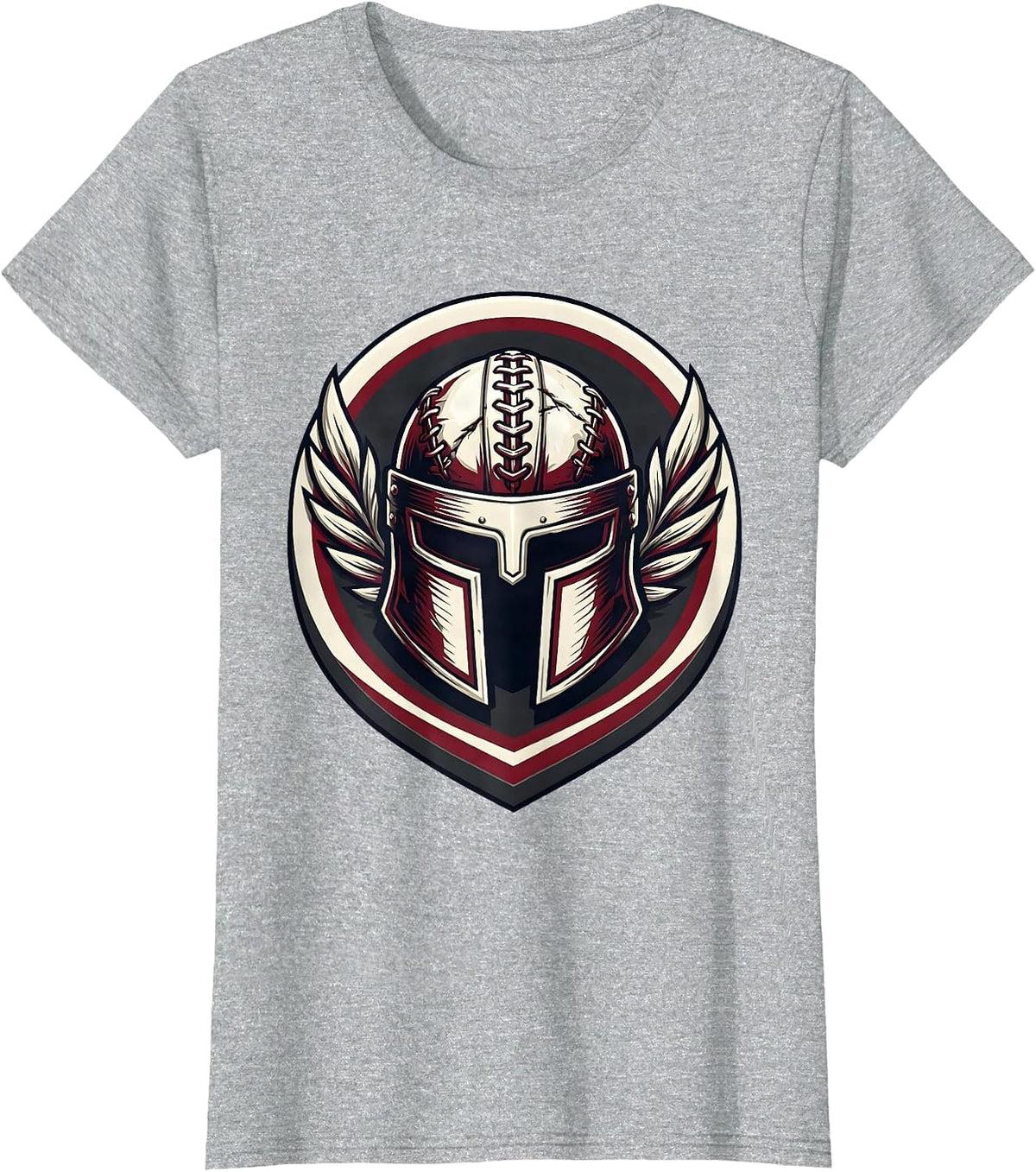 Rugby Warrior Helmet Graphic Design T-Shirt - Heather Grey