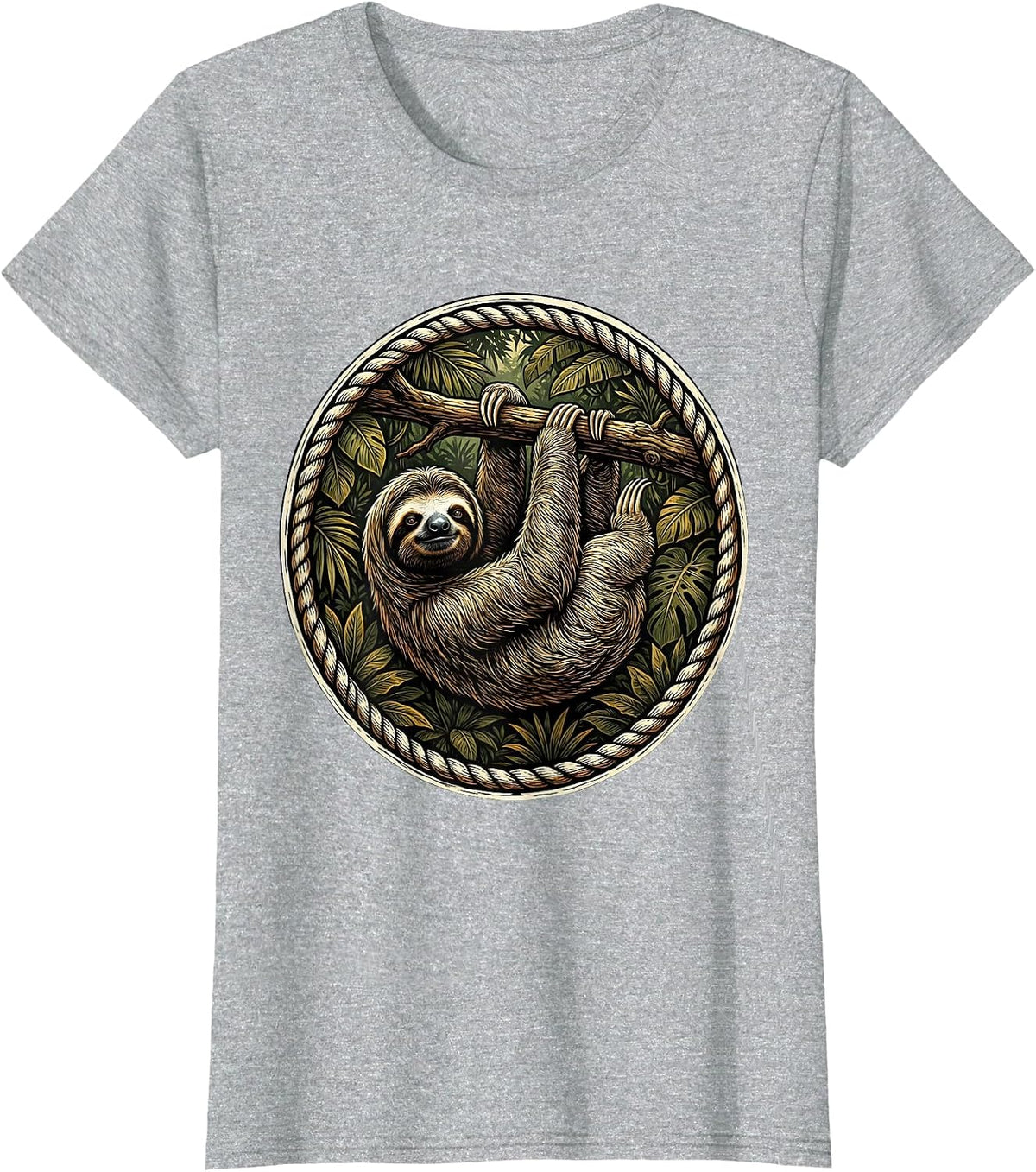 Brazil Sloth Hanging Upside Down from Tree T-Shirt - Heather Grey