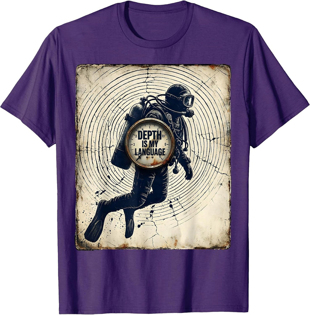 Depth Is My Language Distressed Scuba Diving Diver Gift T-Shirt - Purple