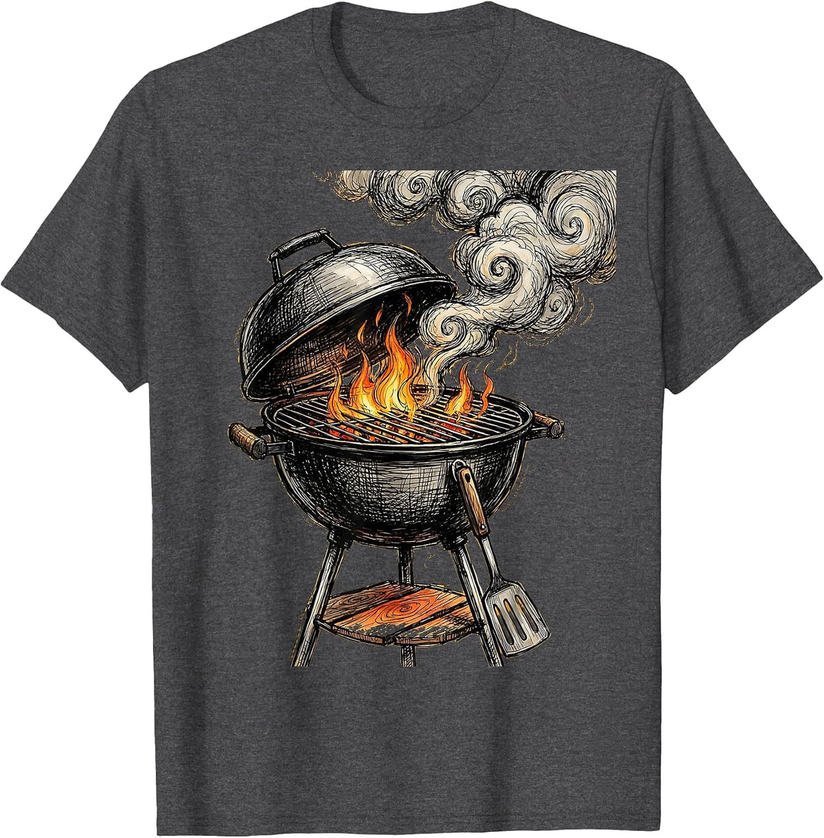 Live Like Charlie Backyard Grill Graphic Tee T-Shirt - Dark Heather Grey