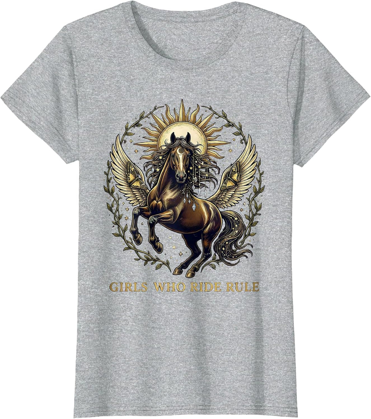 Women's Girls Who Ride Rule Equestrian Design T-Shirt - Heather Grey