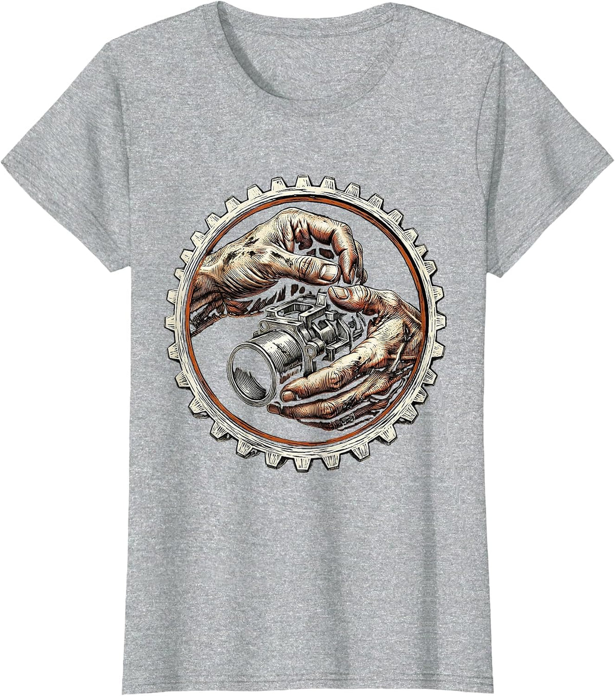 Carburetor Assembly Close-Up Mechanic Graphic T-Shirt - Heather Grey