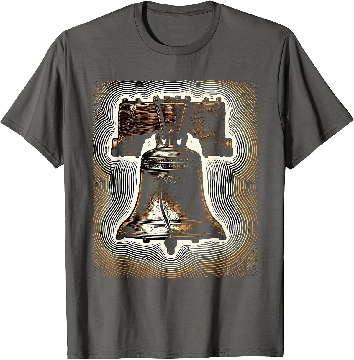 Men's Ringing Bell Sound Waves Graphic Tee for Teachers T-Shirt - Asphalt Grey