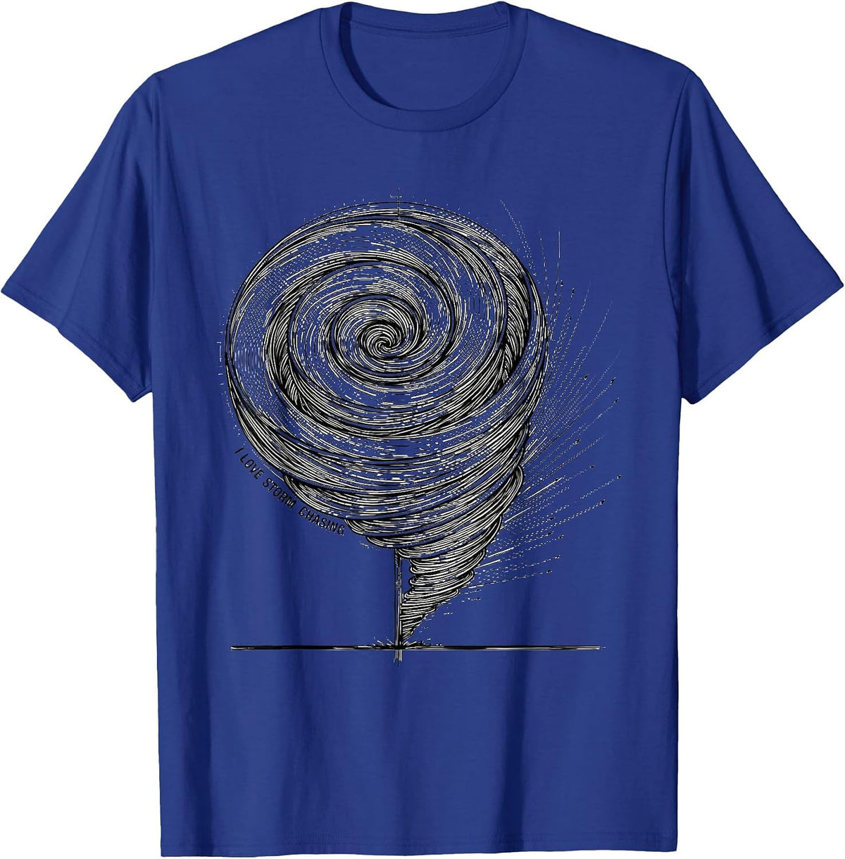 Men's I Love Storm Chasing Line Art Tornado Chaser Meteorology T-Shirt - Royal Blue