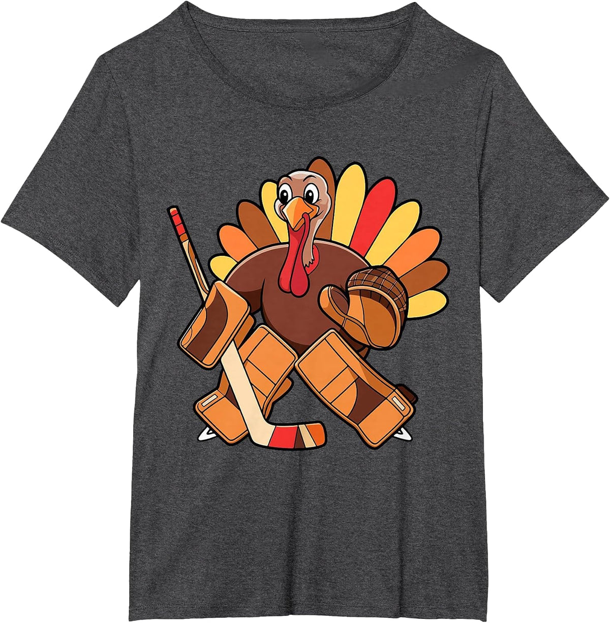 Thanksgiving Turkey Ice Hockey Goalie T-Shirt - Dark Heather Grey