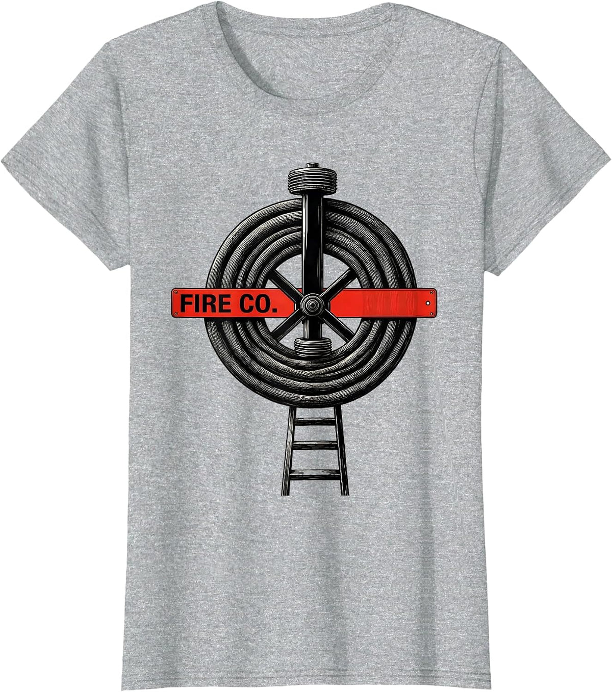 Women's FIRE CO. Swiss International Firefighter Department Pride T-Shirt - Heather Grey