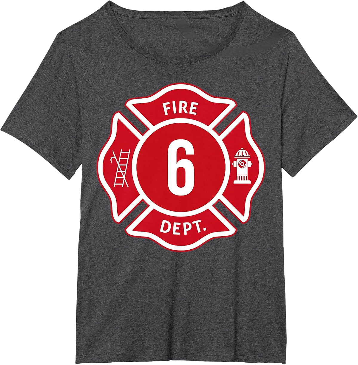 Kids Fire Truck 6th Birthday Boy Firefighter 6 Year Old T-Shirt - Dark Heather Grey