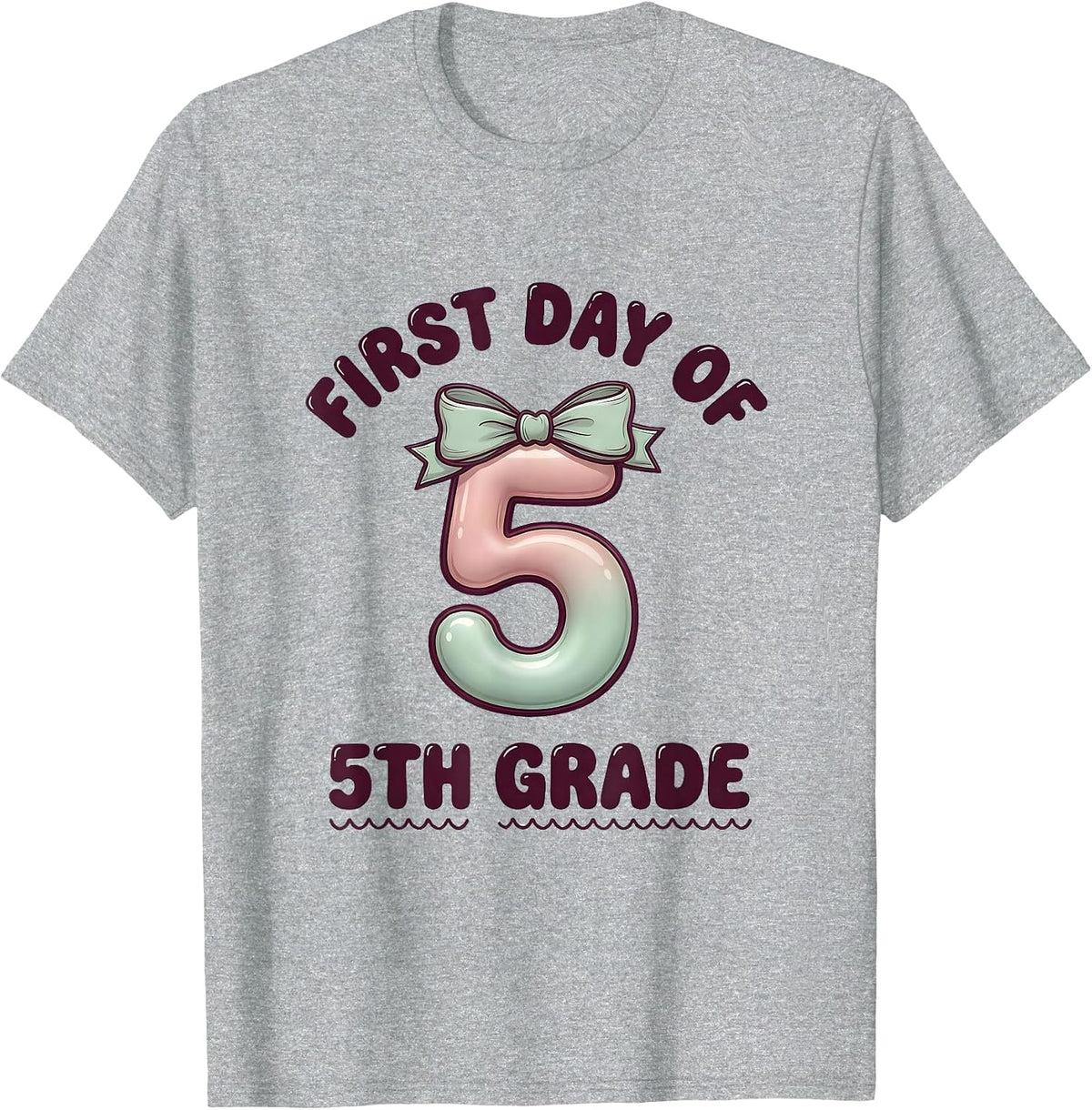 Men's First Day Of 5th Grade Coquette Bow Back To School Girly T-Shirt - Heather Grey
