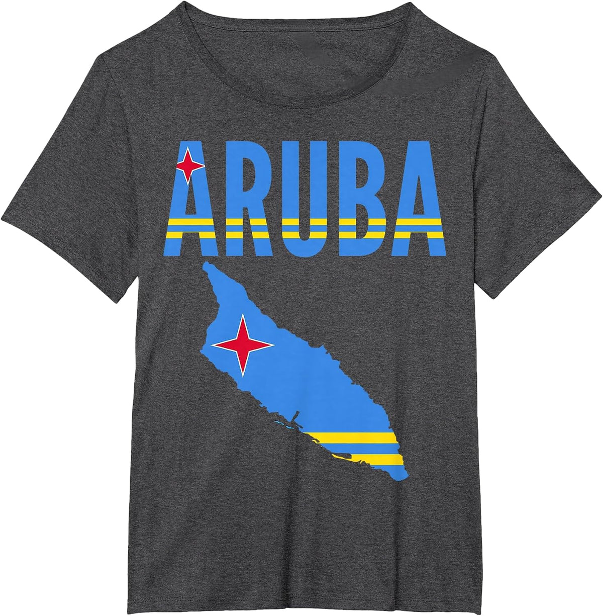 Aruban - Aruba Country Map Flag T-Shirt - Dark Heather Grey
