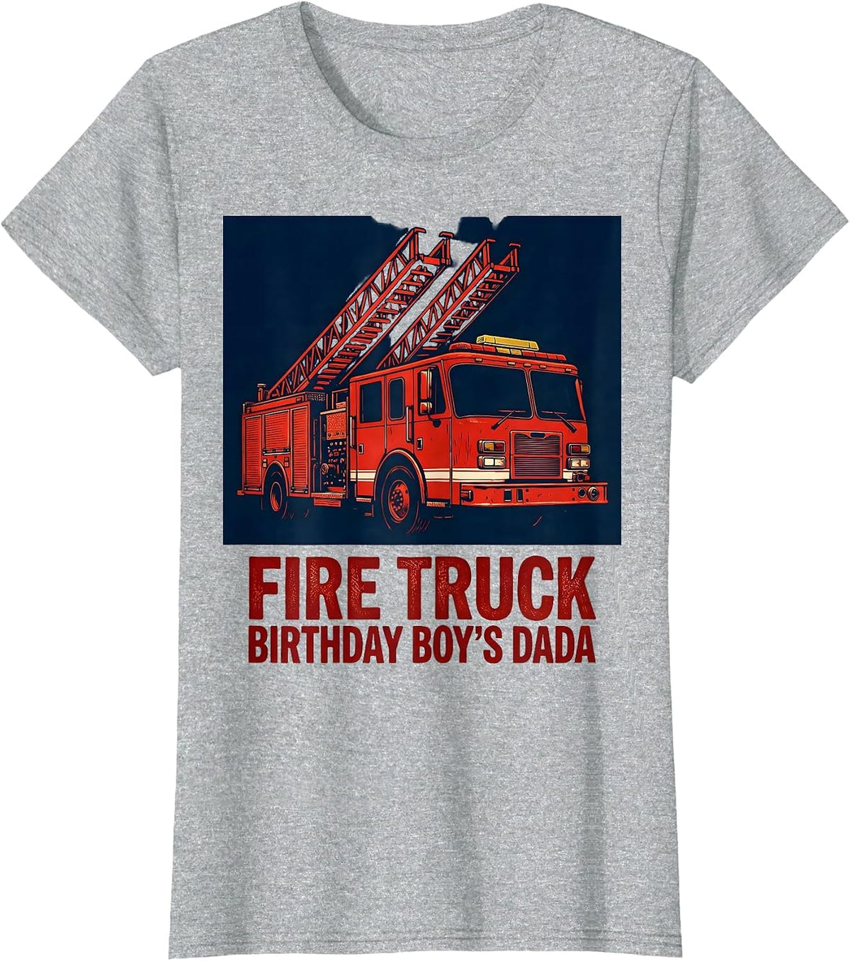 Fire Truck Birthday Boy's Dada Fire Truck Daddy Firefighter T-Shirt - Heather Grey