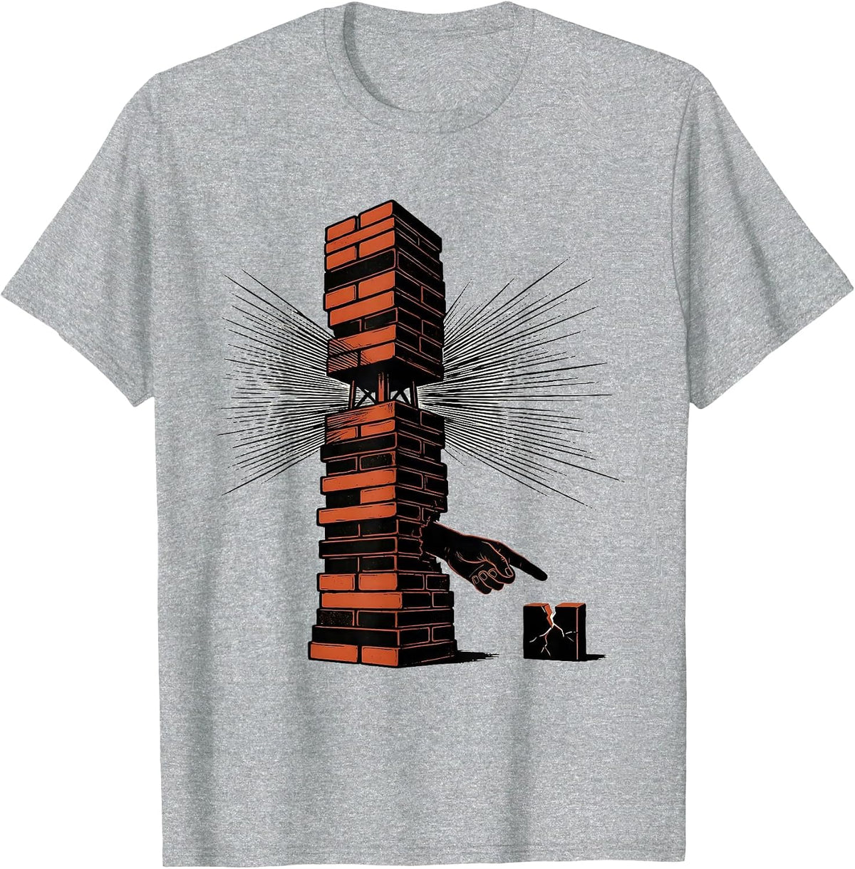 Men's Wood Block Stack Ham Radio Operator Humor T-Shirt - Heather Grey