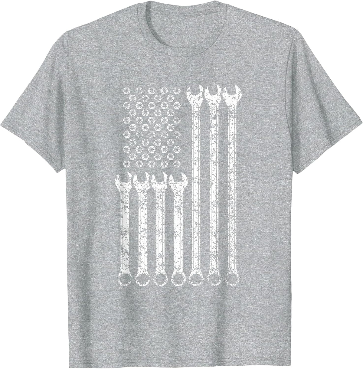 Flag USA Wrench for Men Tool Mechanic T-Shirt - Heather Grey