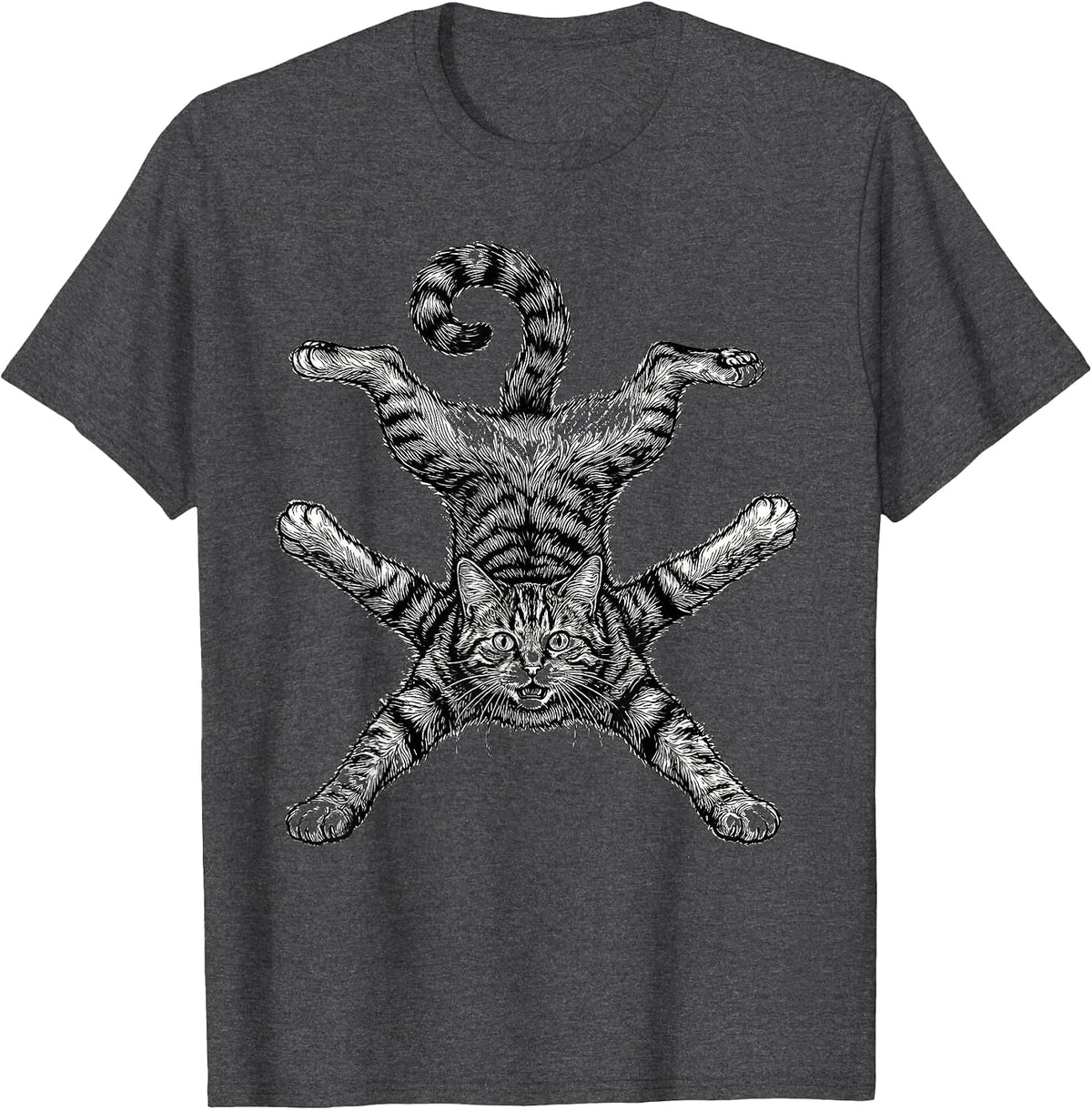 Acrobatic Cat Cartwheel Illustration T-Shirt - Dark Heather Grey