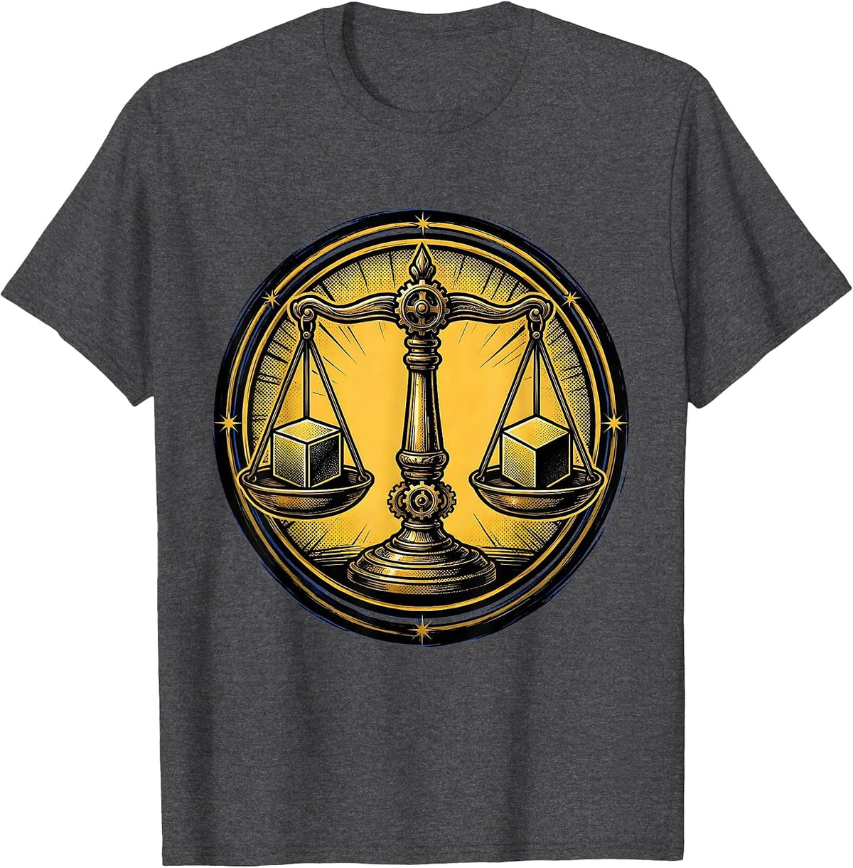 Math Teacher Vintage Balance Scale Equations Graphic T-Shirt - Dark Heather Grey