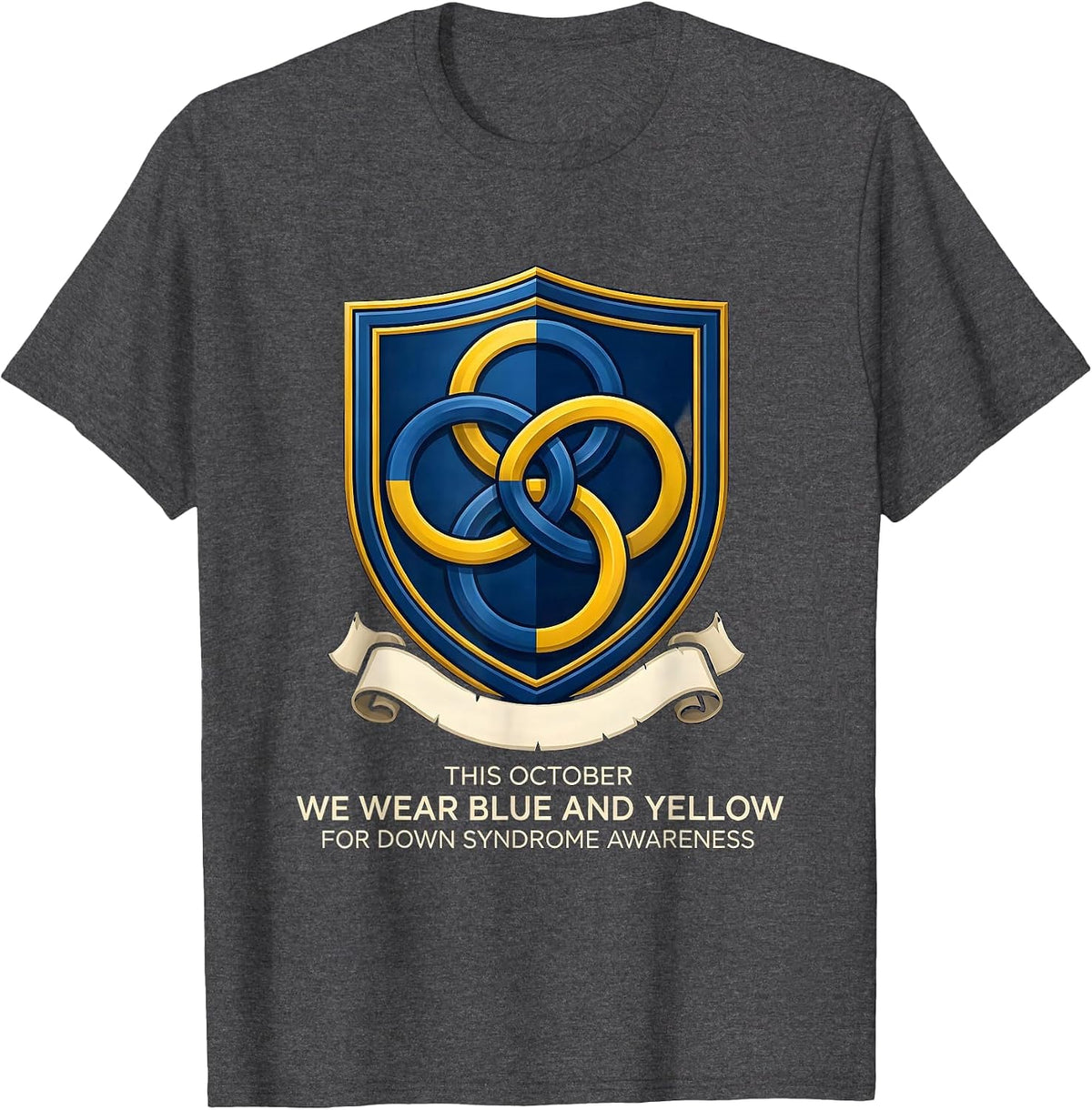 Men's This October We Wear Blue Yellow Down Syndrome Awareness T-Shirt - Dark Heather Grey