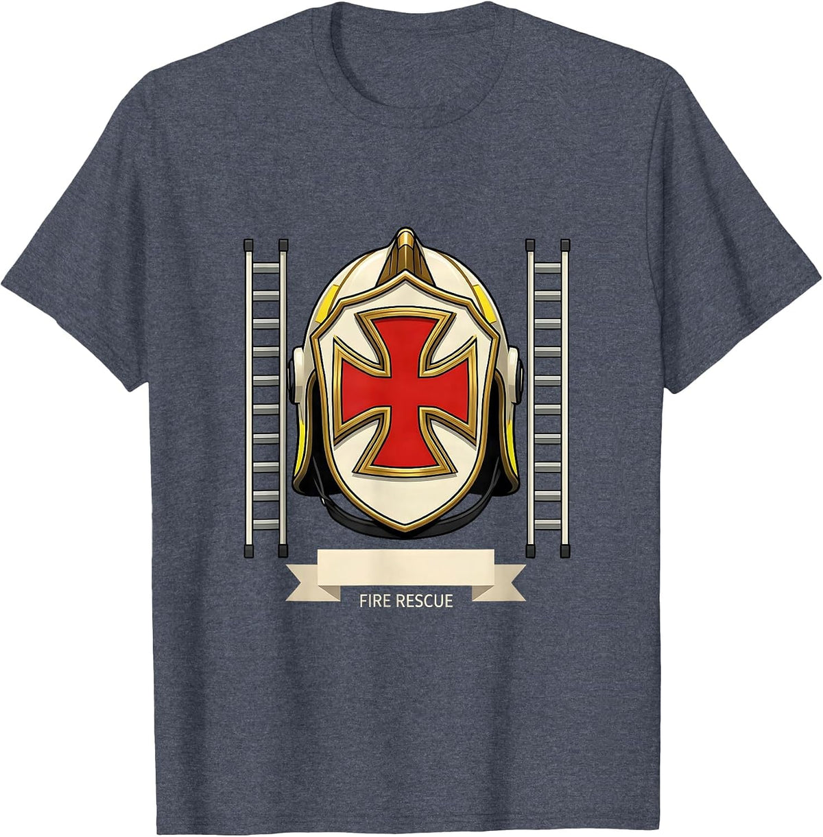 Fire Rescue Funny Firefighter Emblem Fire Department Pride T-Shirt - Heather Blue