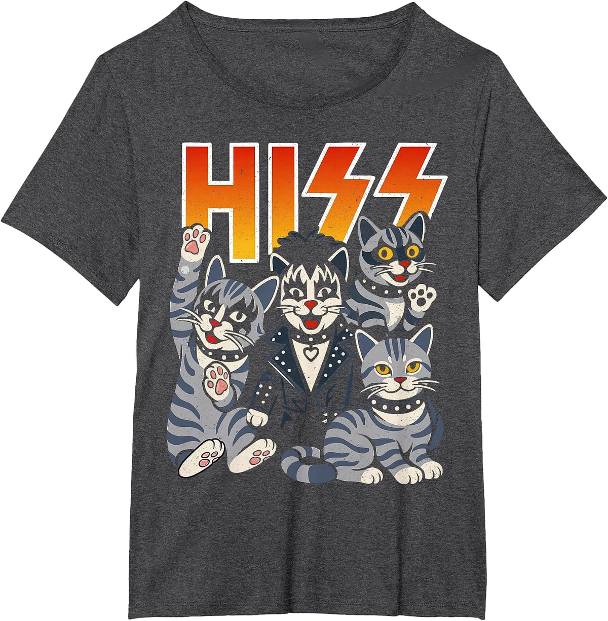 Hiss Cats Rock Kittens Kitty Rocking Music Cat Lovers T-Shirt - Dark Heather Grey