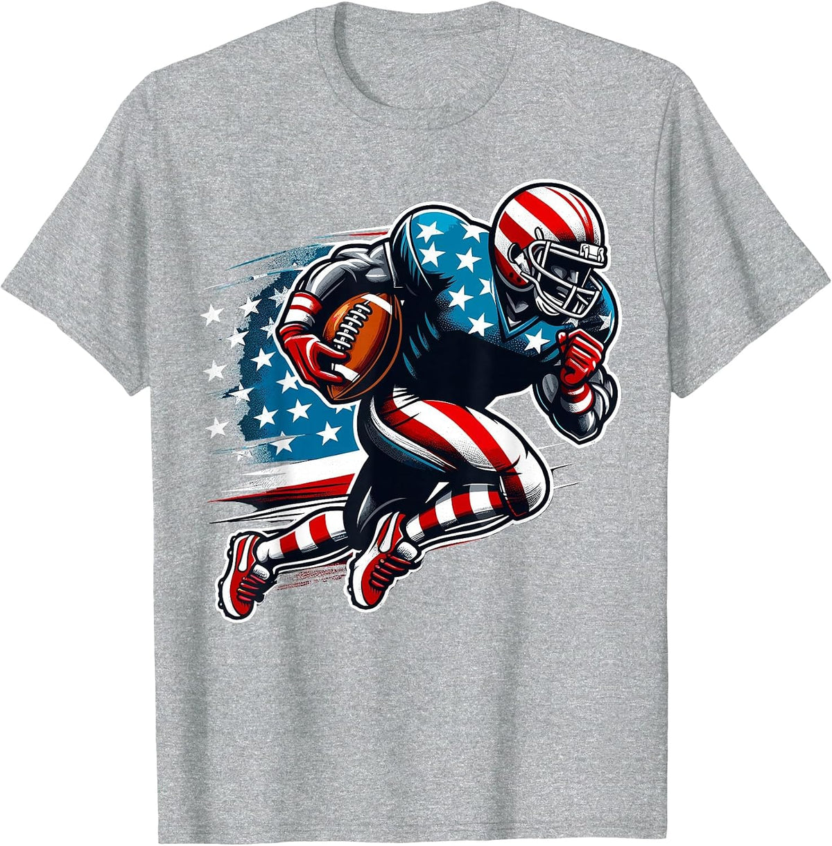 Patriotic American Football Player T-Shirt - Heather Grey