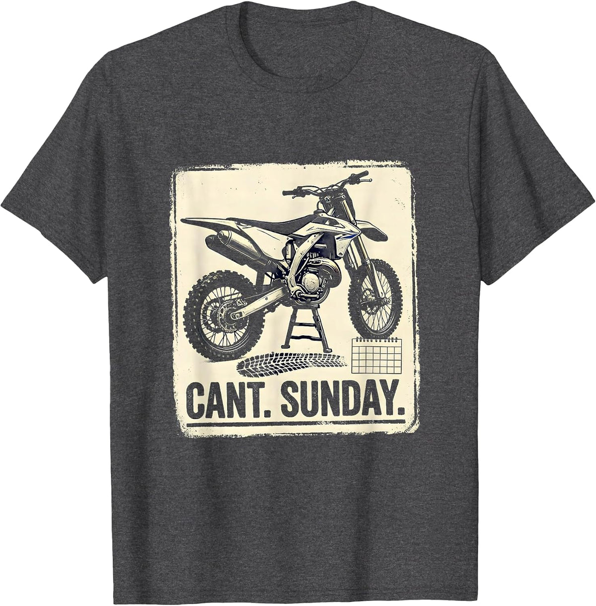 Cant. Sunday Rubber Stamp Dirt Bike Motocross Off-Road Rider T-Shirt - Dark Heather Grey