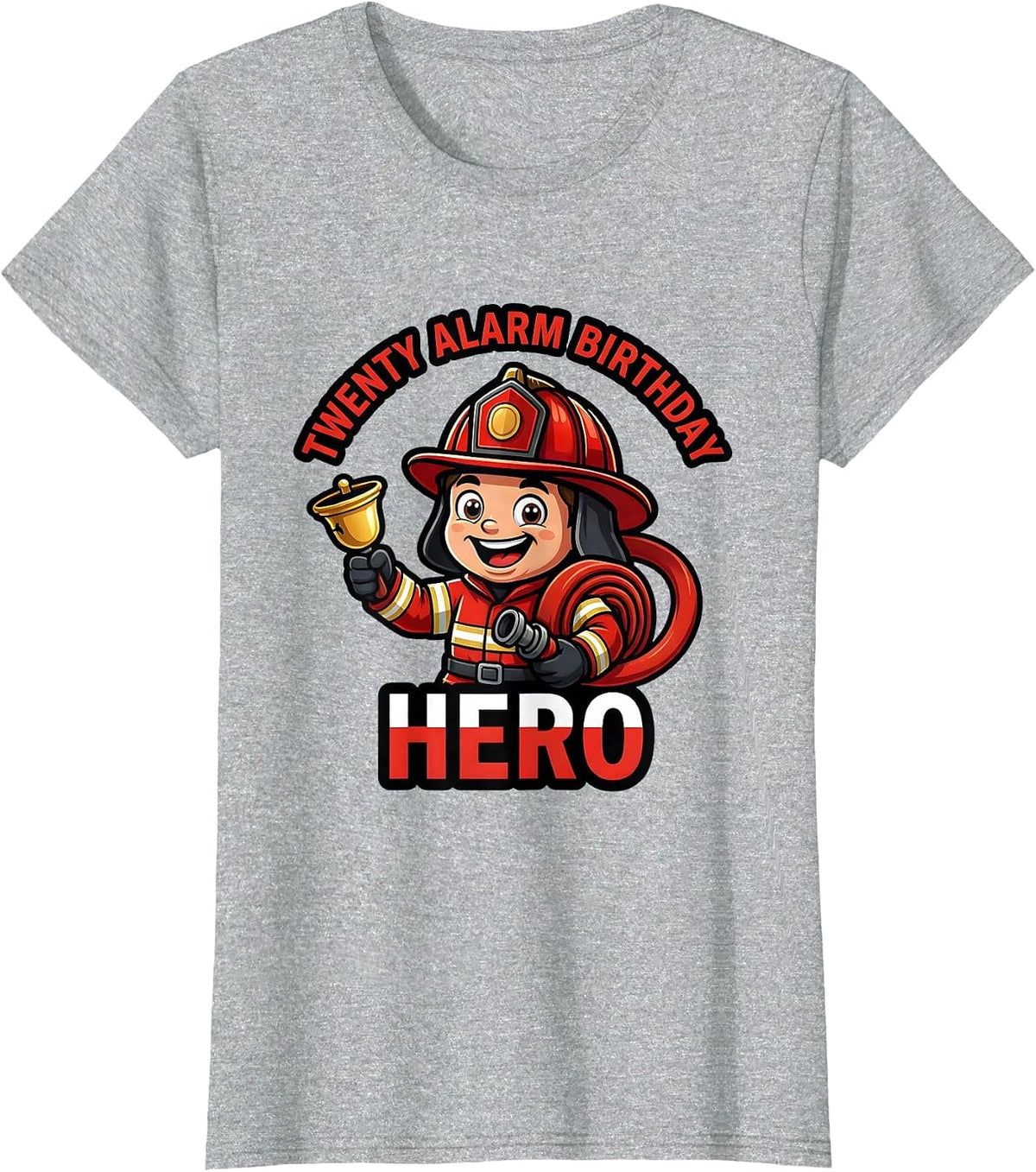 Twenty Alarm Birthday Hero Cute Toddler Firefighter Party T-Shirt - Heather Grey