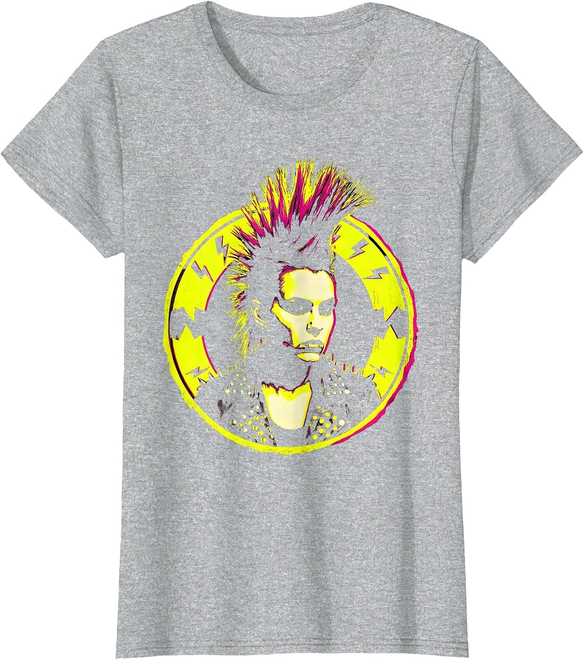 Punk Mohawk Studded Jacket Rock Band Graphic T-Shirt - Heather Grey