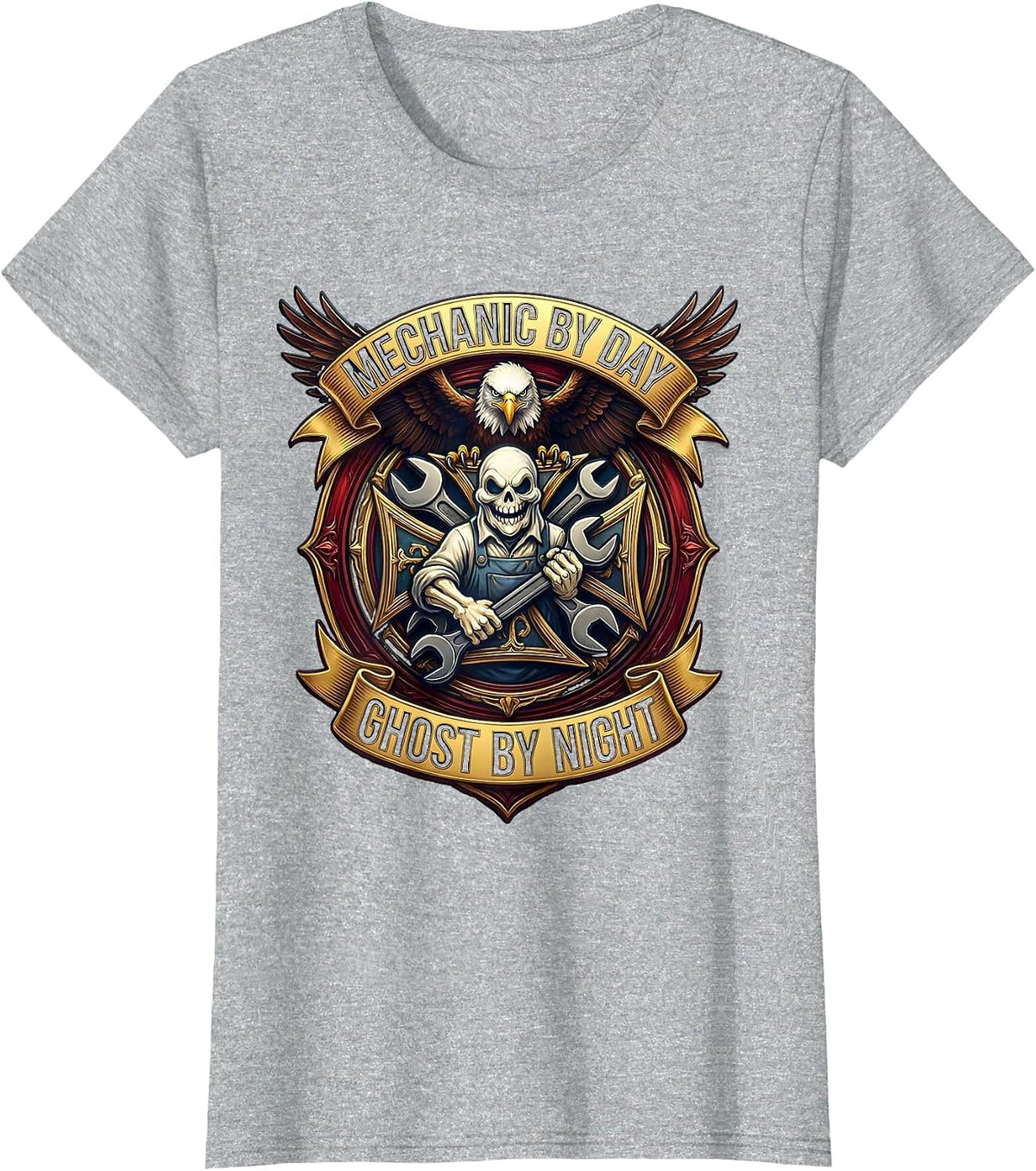 Women's Boo Crew Mechanic Halloween Ghost Design T-Shirt - Heather Grey