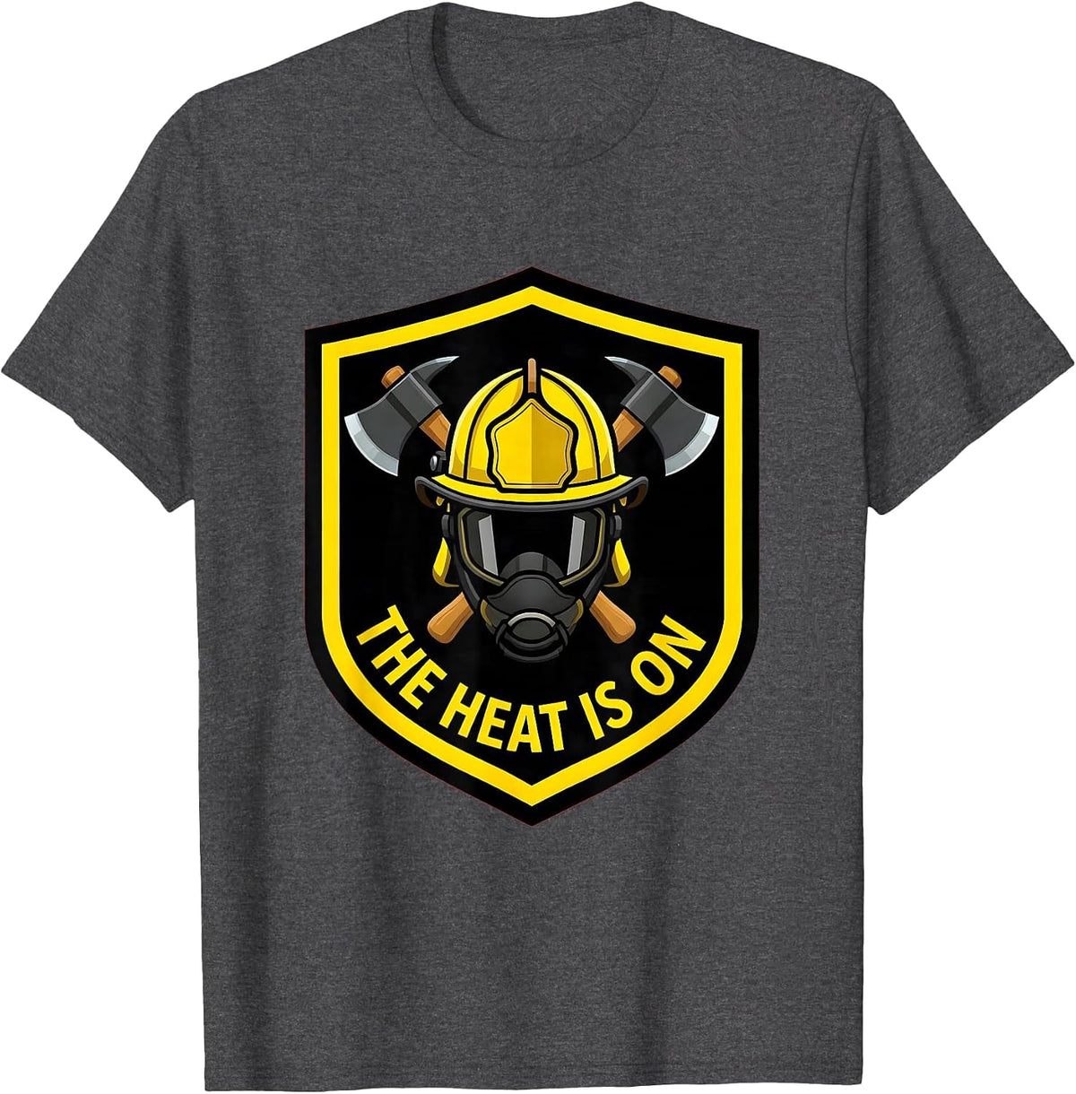 Men's The Heat Is On Firefighter Graphic Design T-Shirt - Dark Heather Grey