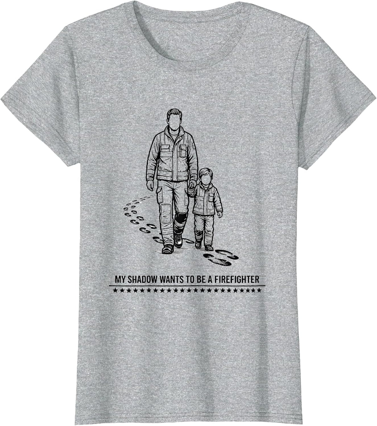My Shadow Wants To Be A Firefighter Patriotic Tribute T-Shirt - Heather Grey