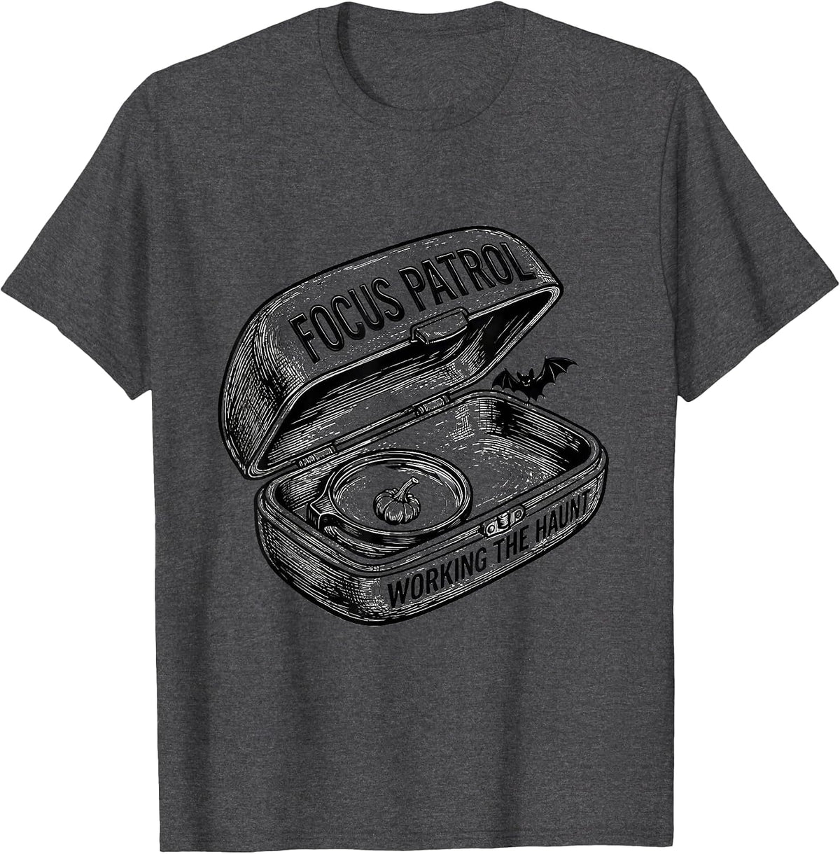 Focus Patrol Working The Haunt Funny Optometrist Halloween T-Shirt - Dark Heather Grey