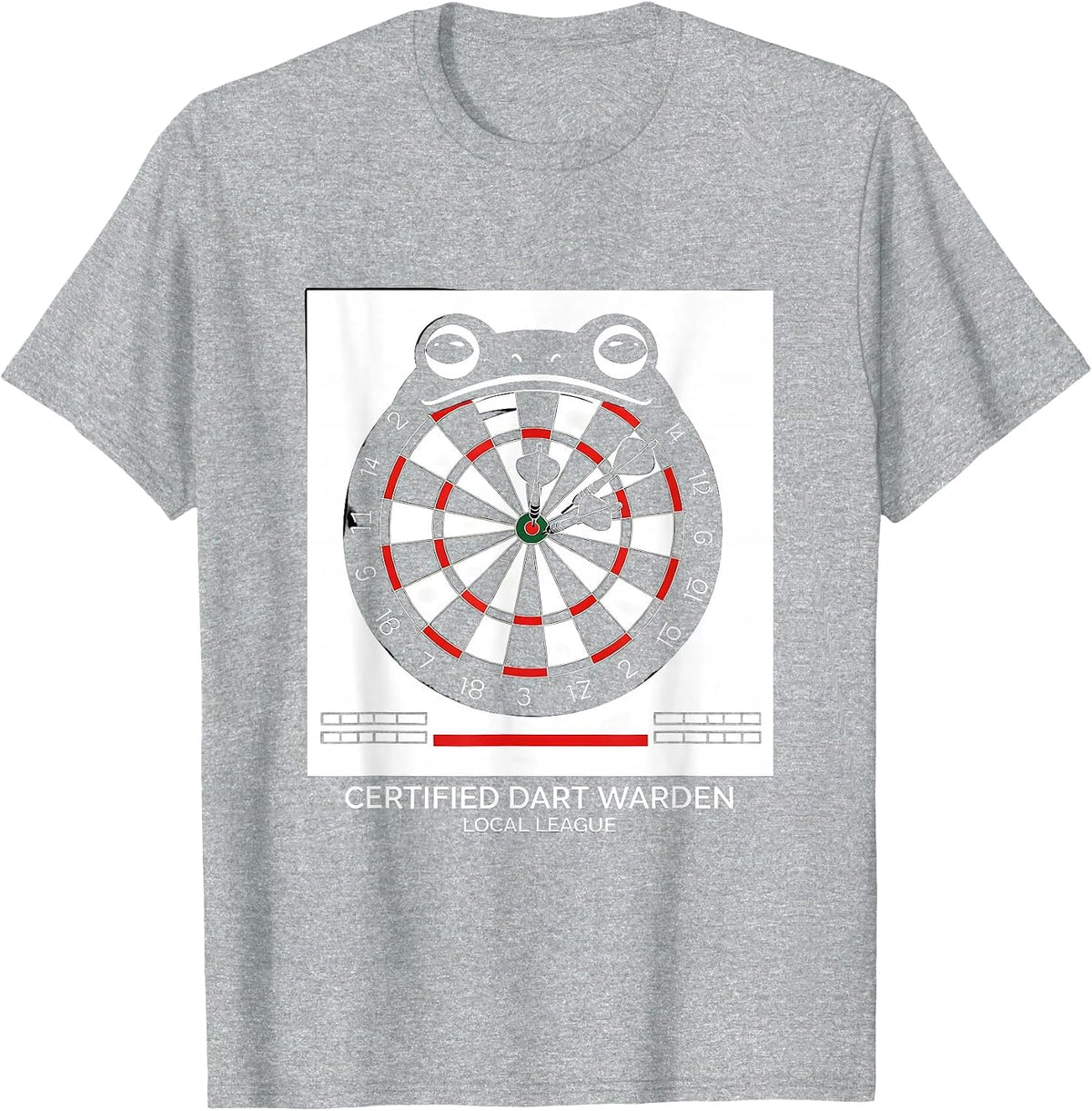 Men's Certified Dart Warden Local League Funny Grumpy Frog T-Shirt - Heather Grey
