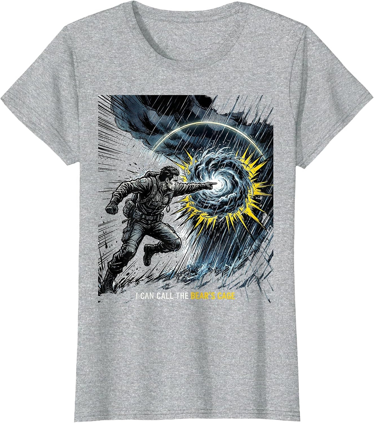 Women's I Can Call The Bear's Cage Comic Book Storm Chaser T-Shirt - Heather Grey
