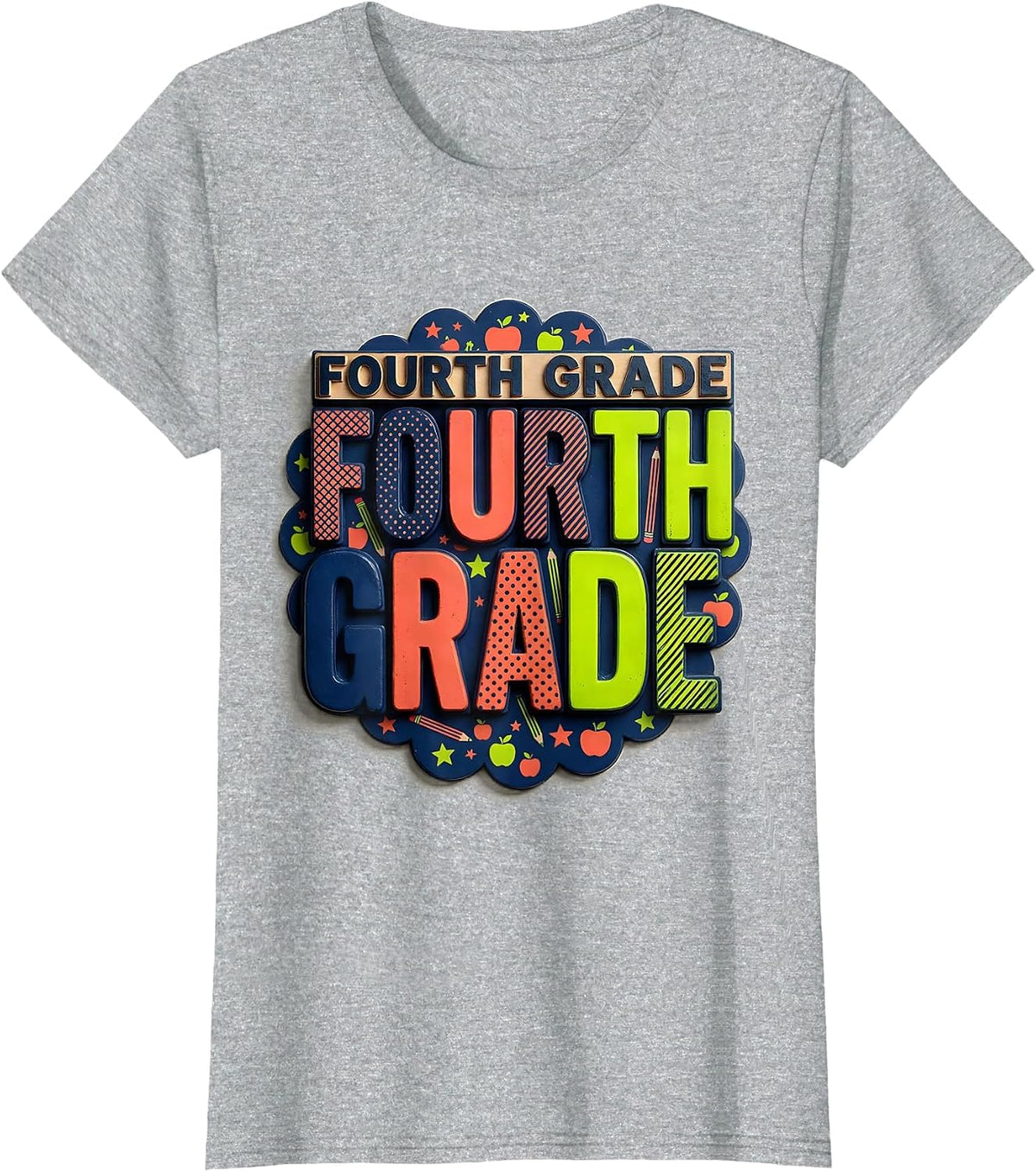 FOURTH GRADE For Boys Girls Back To School First Day Fourth T-Shirt - Heather Grey