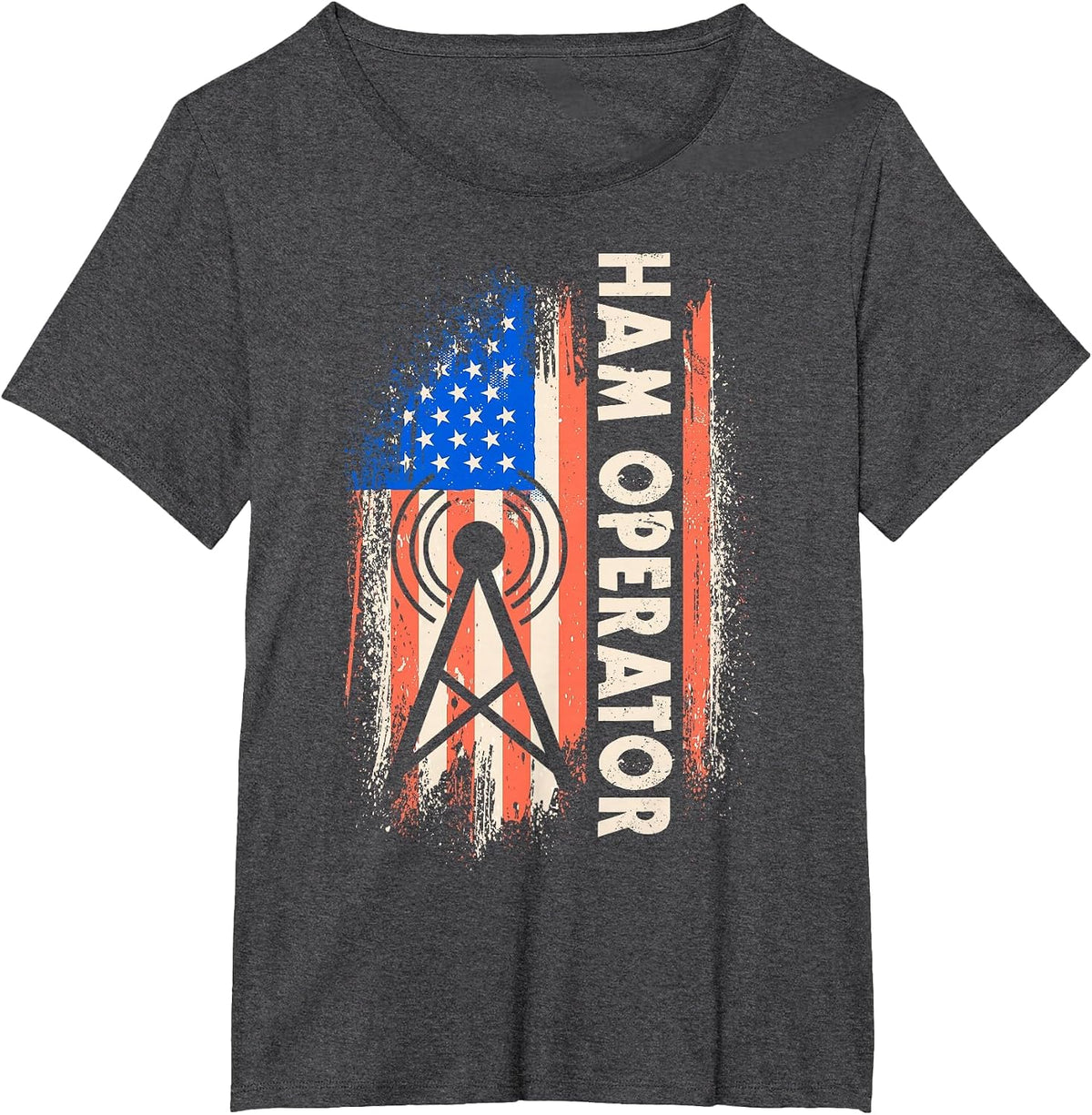 Patriotic USA Flag Ham Radio Amateur Radio Operator T-Shirt - Dark Heather Grey