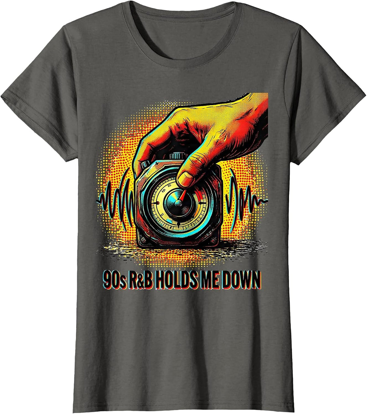 Women's 90s R&B Holds Me Down Pop Art Retro Music Fan T-Shirt - Asphalt Grey