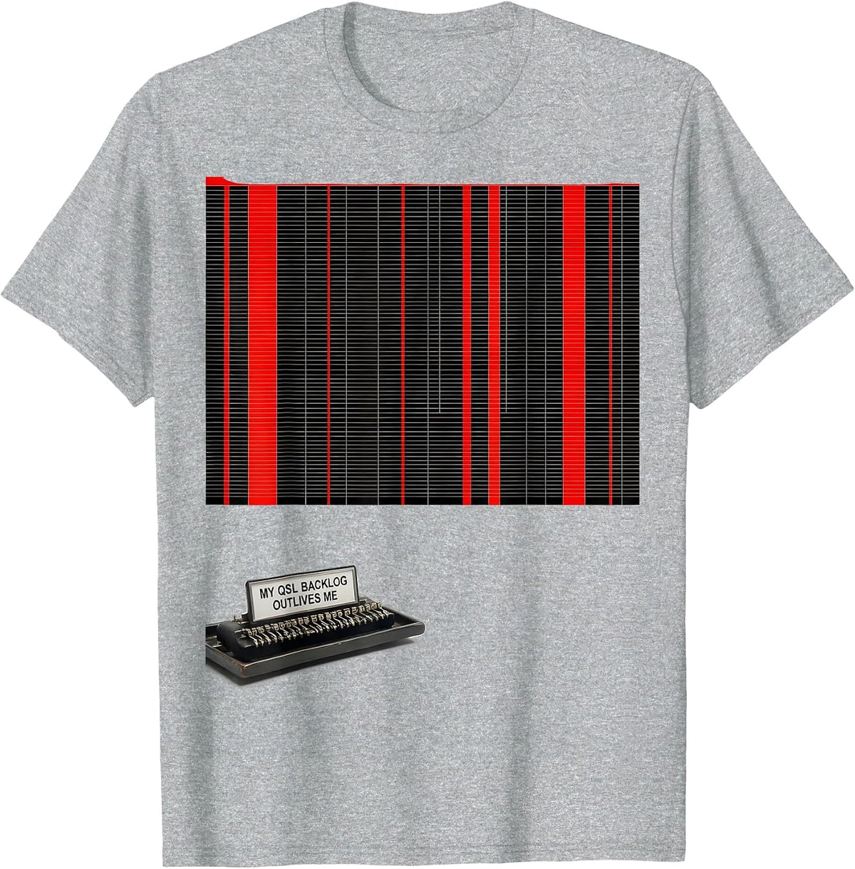Men's My QSL Backlog Outlives Me Funny Ham Radio Operator Humor T-Shirt - Heather Grey