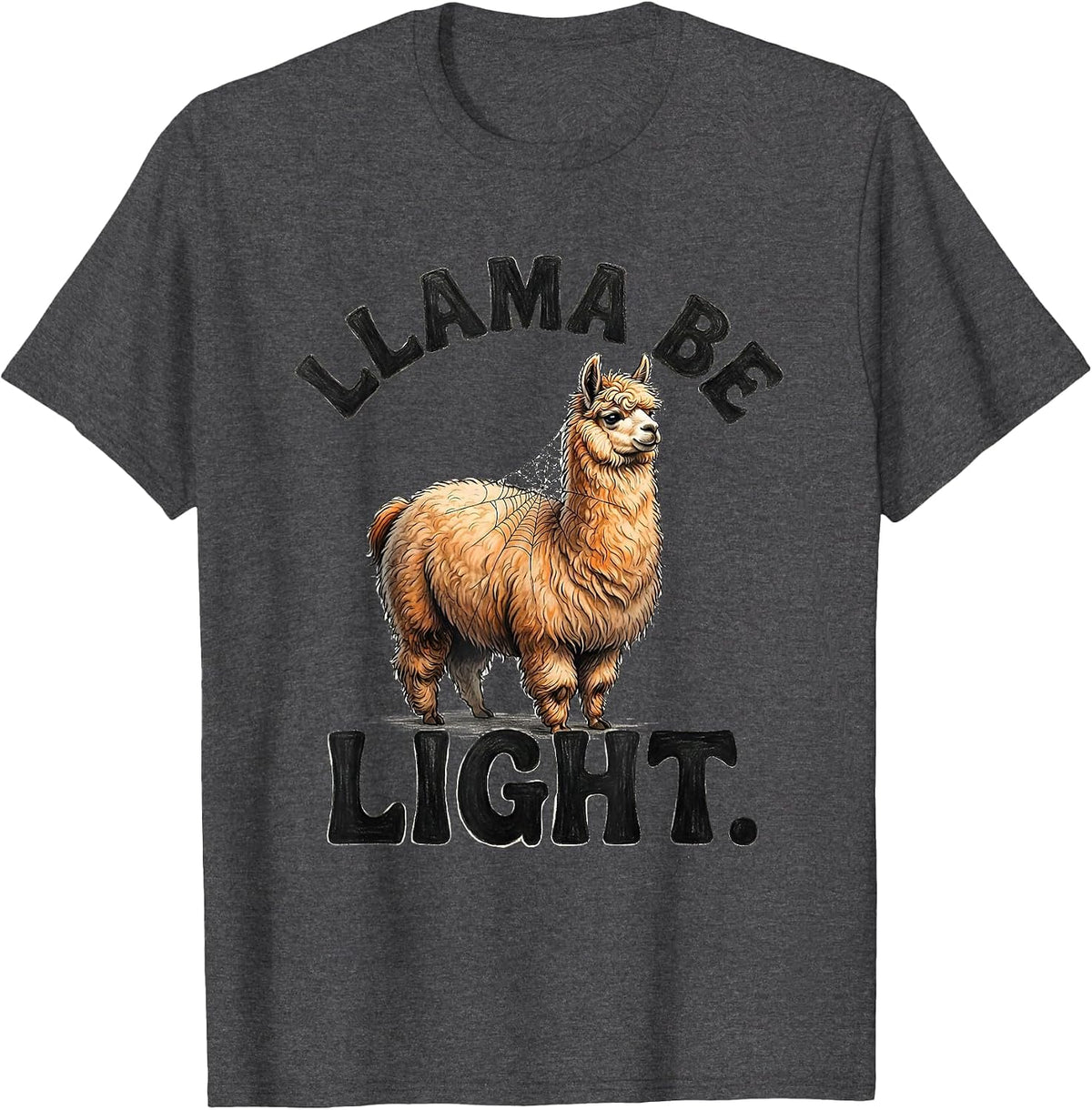 Llama Be Light Funny Llama Lover Halloween Novelty Humor T-Shirt - Dark Heather Grey