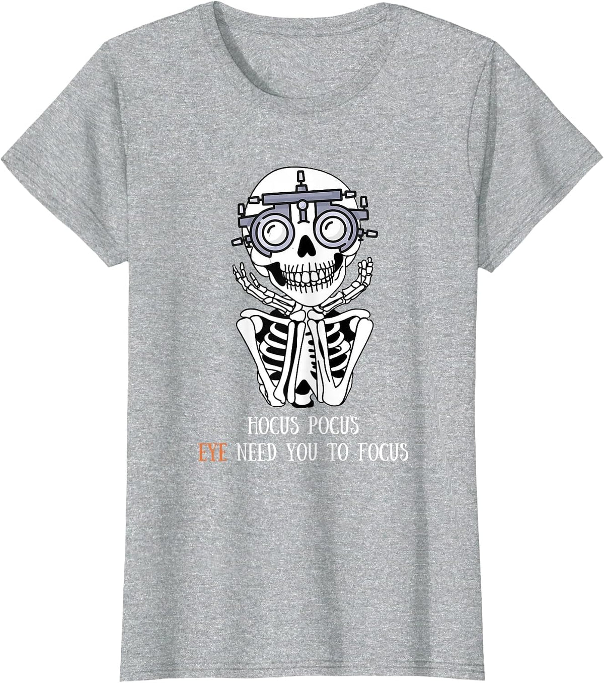 Hocus Focus Optometry Halloween Optometrist Eye Doctor Funny T-Shirt - Heather Grey