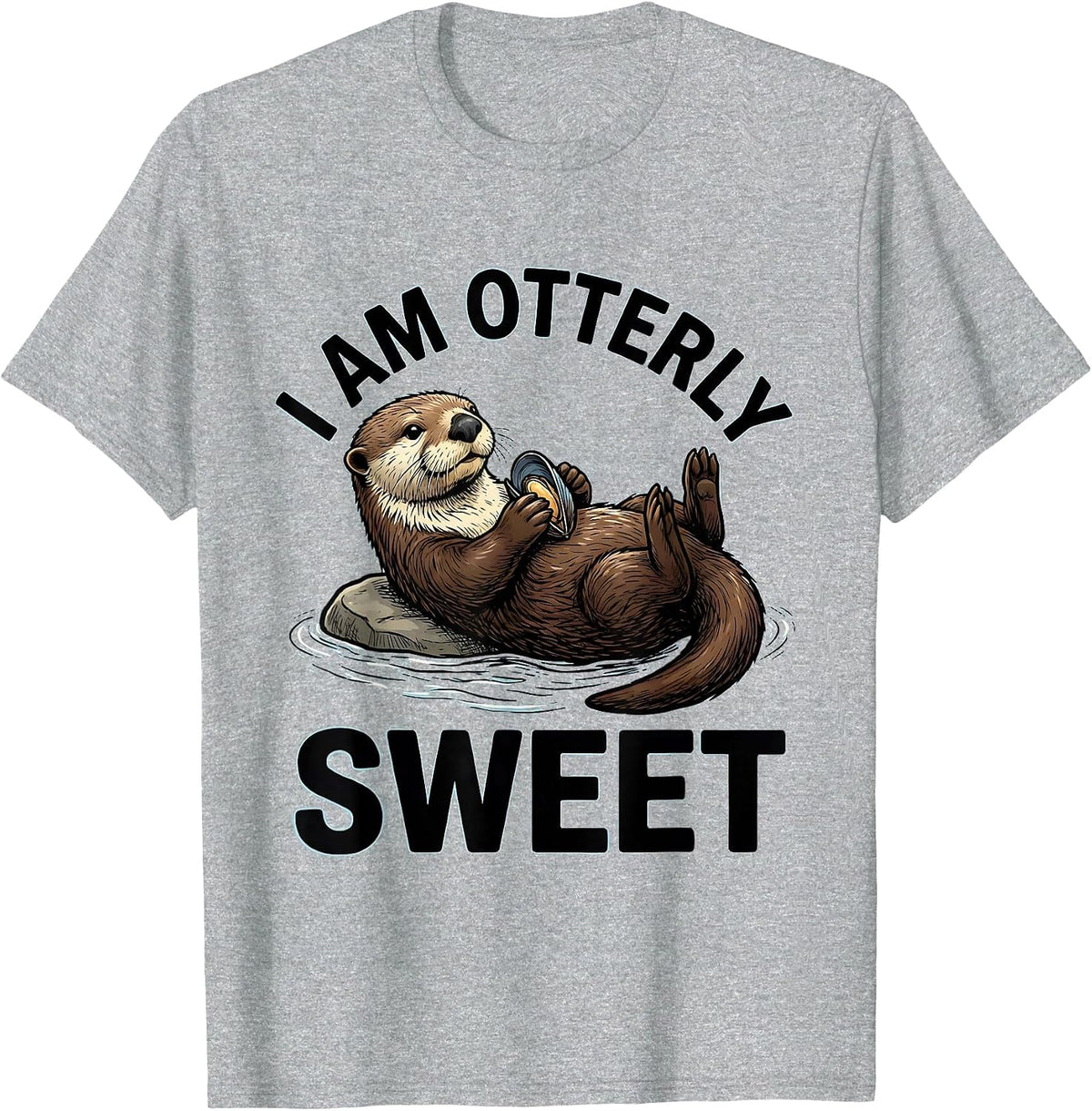 Men's I Am Otterly Sweet Funny Otter Lover Gift Cute Humor T-Shirt - Heather Grey