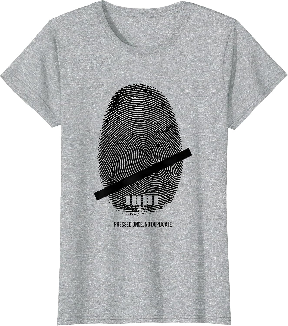 Pressed Once No Duplicate Rubber Stamp Motivational T-Shirt - Heather Grey