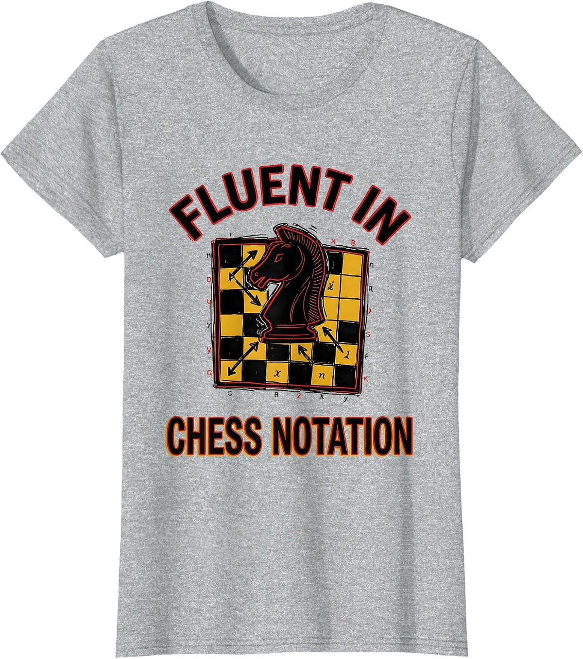 Fluent In Chess Notation Funny Math Teacher Chess Lover Gift T-Shirt - Heather Grey